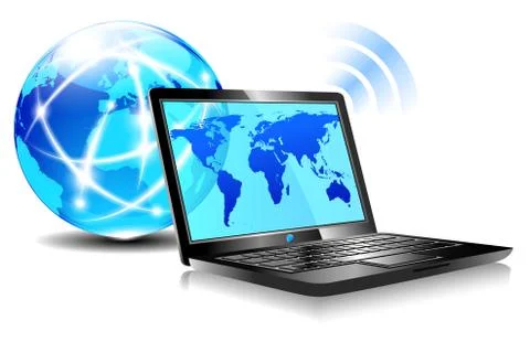 Laptop internet surfing Stock Illustration