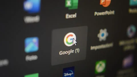 Laptop internet. using google app for internet browse. Video stock 231469432