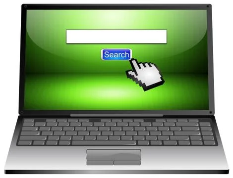 Laptop with internet web search engine Illustrazione stock