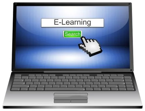 Laptop with internet web search engine e-learning Ilustración de archivo