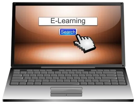 Laptop with internet web search engine e-learning Stock Illustration