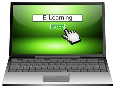 Laptop with internet web search engine e-learning Illustrazione stock