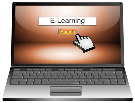 Laptop with internet web search engine e-learning Ilustración de archivo