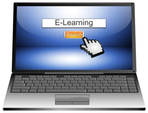 Laptop with internet web search engine e-learning Stock Illustration