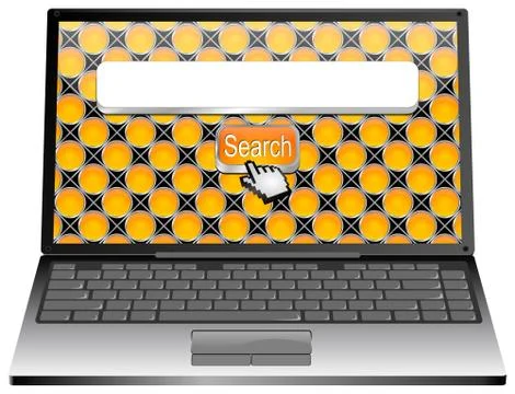 Laptop with internet web search engine Stock Illustration
