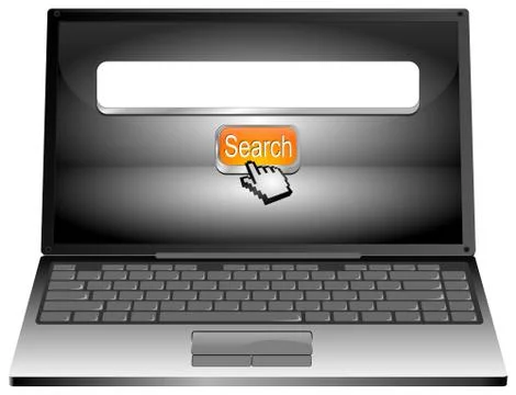 Laptop with internet web search engine Stock Illustration