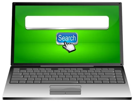 Laptop with internet web search engine 스톡 일러스트