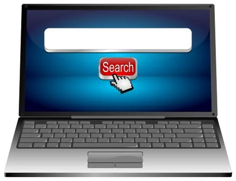 Laptop with internet web search engine Stock Illustration