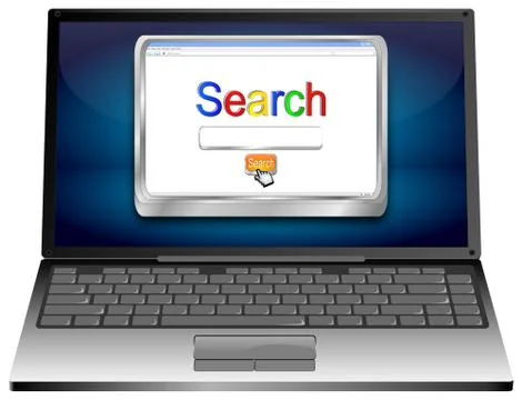 Laptop with internet web search engine - 3D illustration 스톡 일러스트