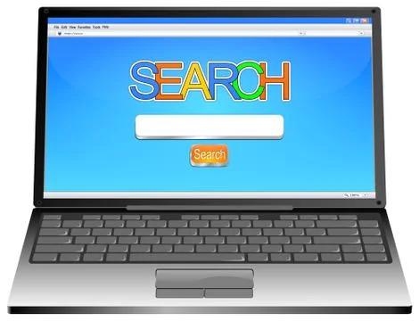 Laptop with internet web search engine - 3D illustration 스톡 일러스트