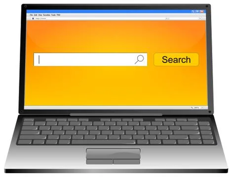 Laptop with internet web search engine - 3D illustration 스톡 일러스트