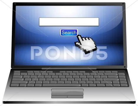 Laptop with internet web search engine Stock Photos