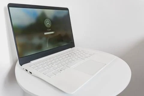 Laptop isolated on white background with computer screen opened Stock Photos