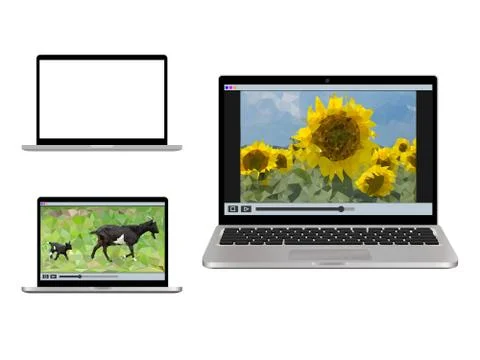 Laptop isolated on a white background - vector illustration set Stock Illustration