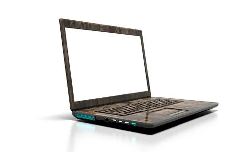 Laptop isolated on white with clipping path, 3d render Stock Illustration