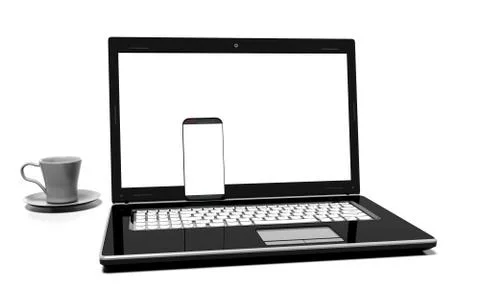 Laptop isolated on white with clipping path, 3d render Stock Illustration