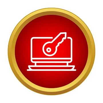 Laptop key access providing computer security and protection Illustrazione stock