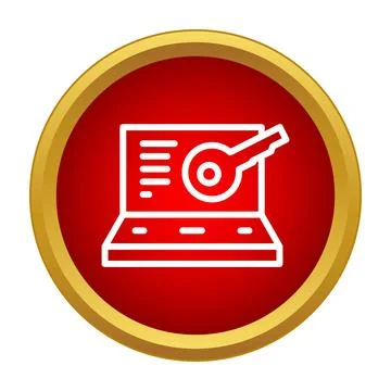 Laptop with a key for digital security access controlling data Stock Illustration