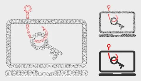 Laptop Key Phishing Vector Mesh 2D Model and Triangle Mosaic Icon Stockillustratie
