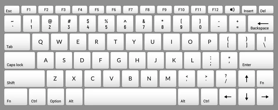 Laptop keyboard computer isolated white key button board for digital pc Stock Illustration