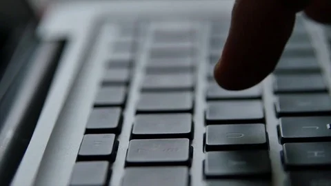 Laptop keyboard finger hand Stock Footage