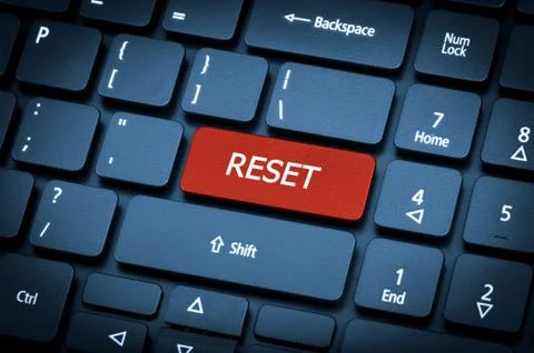 Laptop keyboard. The focus on the Reset key. Stock Photos