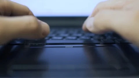 Laptop keyboard input closeup. Write article or writing report Video stock 83494781
