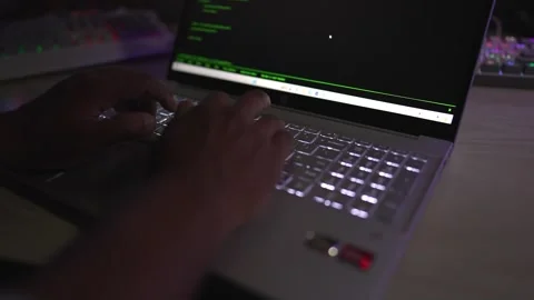 Laptop keyboard speed type by hand Stock Footage 290945037