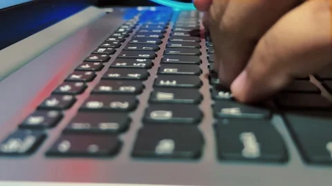 Laptop Keyboard Typing Close Up Hands Typing Fast On Keys Stock Footage 340905722