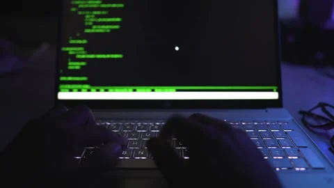 Laptop keyboard typing coding by hand footage Stockbeeldmateriaal 290950367