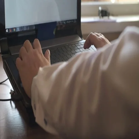Laptop keyboard typing. Hands touch typing on a laptop keyboard Stock Footage 69586268