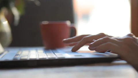 Laptop Keyboard Typing. Hands Touch Typing On A Laptop Keyboard. Stock Footage 100303453