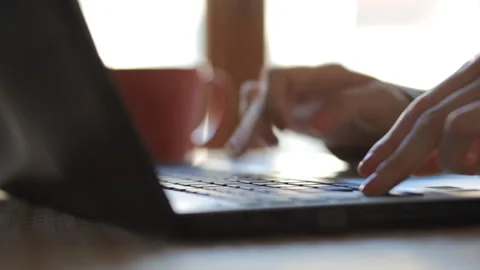 Laptop Keyboard Typing. Hands Touch Typing On A Laptop Keyboard. Video stock 100303489