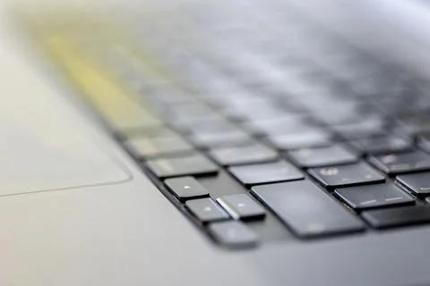 Laptop keys with shallow focus. Technology background with keyboard detail. Foto stock