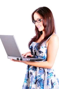 Laptop lady Stock Photos