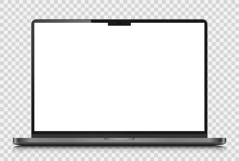 Laptop layout with reflection on a transparent background. A realistic laptop Stock Illustration