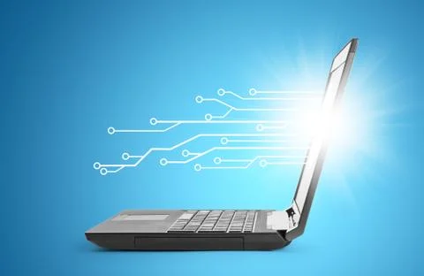 Laptop with lightspot Illustrazione stock