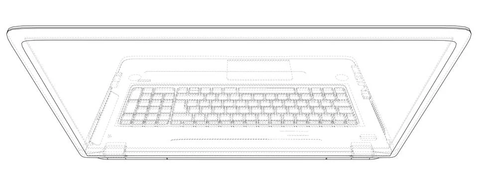 Laptop line view. Notebook. Created illustration of 3d. Stock-Illustration