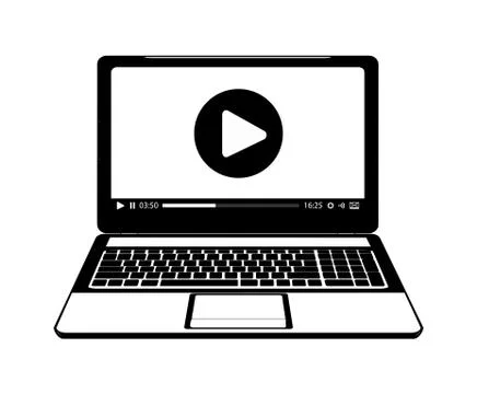 Laptop live stream logo Stock Illustration