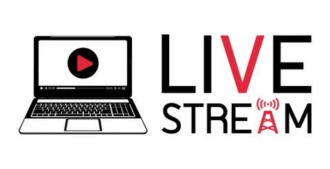 Laptop live stream logo Stock Illustration