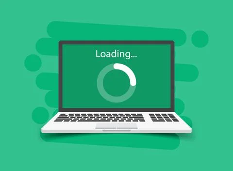 Laptop loading process icon in flat style. Software update vector illustrat.. Stock-Illustration