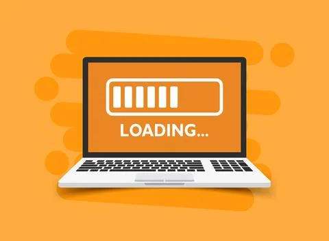 Laptop loading process icon in flat style. Software update vector illustrat.. Stock-Illustration