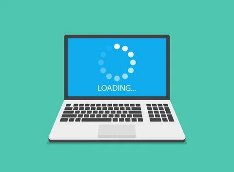 Laptop loading process icon in flat style. Software update vector illustrat.. Stock-Illustration