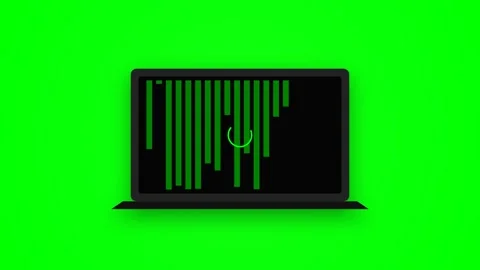 Laptop loading progress bar animation on a vibrant green screen background Stock Footage 346735770