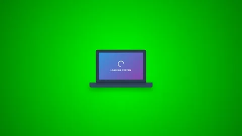 Laptop loading system animation on green background 動画素材 346735735