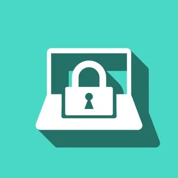 Laptop lock icon stock vector illustration flat design Ilustración de archivo