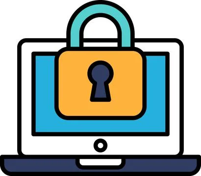 A laptop with a lock on it Stock Illustration