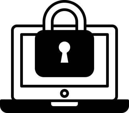 A laptop with a lock on it Stock Illustration
