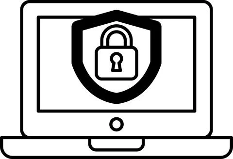 A laptop with a lock on it Stock Illustration
