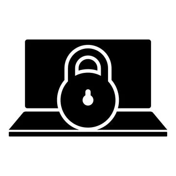 Laptop lock personal data security cyber access concept locked padlock use .. Stock Illustration